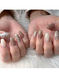 ツイード×フラッシュネイル