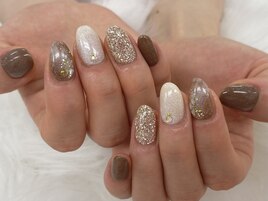 【山崎】秋のキラキラネイル