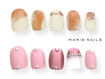 マリーネイルズ 近鉄あべのハルカス店(MARIE NAILS)の写真/★人気No.1オフ込みトレンドデザイン¥8800。HAND・FOOT同時施術可♪認定講師も在籍！ケアメニューも充実♪