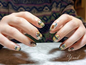 ワイネイル(Y.nail)/チェックニュアンスデザイン
