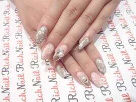 ピンク×グレー☆ミラーネイル