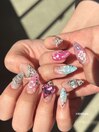 サマーネイル×ハイビスカス