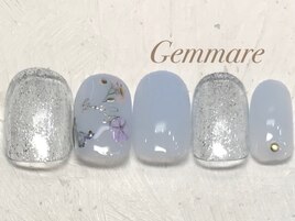 ワンポイント花柄ネイル