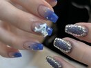ブルーグラデーションネイル