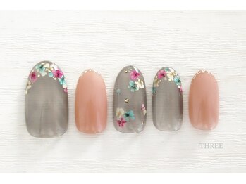 スリー 自由が丘(THREE)/シースルードライフラワーネイル