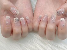 ヒールネイル(heal nail)/cheek×mag×stone×ribbon.