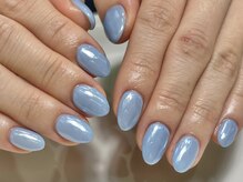 インク(inc)/水色×白ミラー オーロラネイル