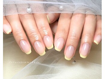 ネイル バイ エン(Nail by EN)/春色フレンチネイル/シンプル