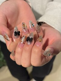 leopard paint × black &nbsp;ribbon