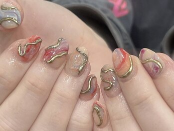 ネイルズバー 新宿店(Nails Bar)/ゴールドラインマーブルネイル