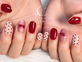 定額★ボルドー×ハートリボン