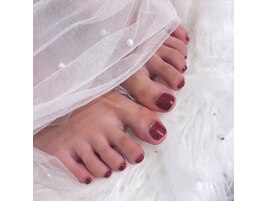 フットネイル/ラメ/ボルドー