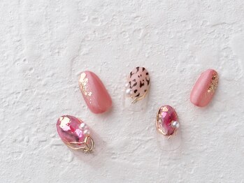 ソウ 難波店 nail salon Sou/ヒョウ柄ニュアンスnail