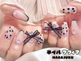 リボン/ガーリー/秋ネイル