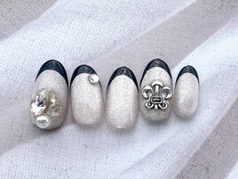 マグネットネイル/黒フレンチ