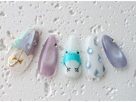 傘×カエルの梅雨ネイル