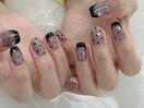 ブラックフレンチネイル　akane