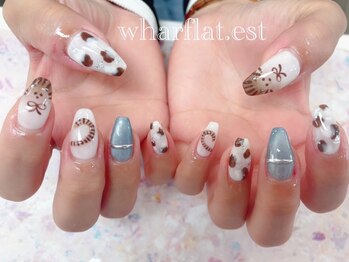 ワーフラット エスト(wharflat.est)の写真/【人気No.1☆定額デザイン◆クーポン利用でハンド4900円♪】美しい指先に気分がアガる！モチの良さも◎