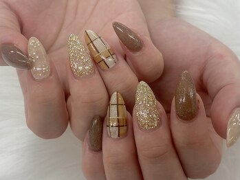 ディーネイル 池袋(D-nail)/【山崎】ブラウンチェックネイル