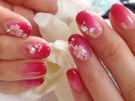 カラーグラデ☆桜エンボスアート