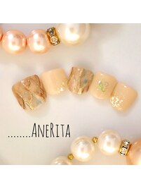 アースカラー☆大理石ネイル