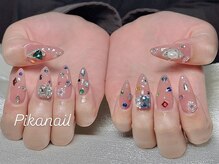 ピカネイル 上野 御徒町(Pika Nail)/チップｘピンクｘパーツ