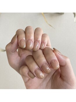 ミントリーフ バイ リート(Mint leaf by Reat)/ブラウンマグ×ラメフレンチ