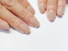 ネイルサロンリシェ 烏丸御池(Recher)/くすみベージュにGフレンチ