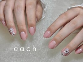 ワンカラー×お花ストーン