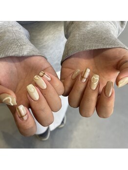 ミントリーフ バイ リート(Mint leaf by Reat)/ベージュチェックネイル