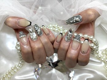 アンジュ(Ange)/【Miyu】キラキラ千鳥柄ネイル