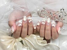 ベルグローアルファネイル(BELLE GROW ALPHA NAIL)/白薔薇×白リボン