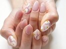 ヌーディーピンクに春のお花