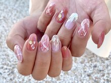 サロンドフォーエイチ(salon de 4H)/絶妙ピンクな大理石風ネイル