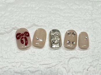 ネイルメゾン 天神店(NAIL MAISON)/リボンピンクミラー夏¥9000