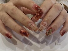 アイネイルズ 吉祥寺店(I nails)/ボルドー大人チェックネイル