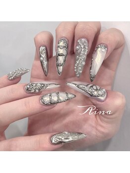 モカ 心斎橋(moca by Lee)/【Aina】ホワイトミラーネイル