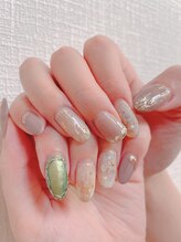 シェリーネイル(Cherie Nail)/ミラー×ガラスフレンチ×マット