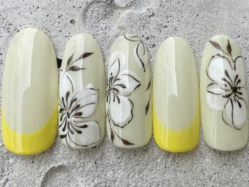 フリークネイル(FREAK Nail)/イエローアンティーク花 ¥14000