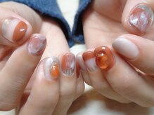 アミュリー ネイル アトリエ(Amury nail atelier)/柿色★秋冬ミラーネイル♪