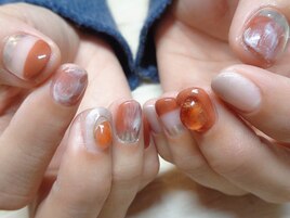 柿色★秋冬ミラーネイル♪