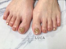 ネイルアトリエルカ(nail atelier LUCA)/W-412 テラコッタ×ガラスフット