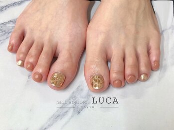 ネイルアトリエルカ(nail atelier LUCA)/W-412 テラコッタ×ガラスフット