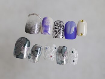 ディーネイル(DEE nail nagoya)の写真/【オフケア込◆90分アートフリー￥7700/120分￥8800】手描きだからこそ叶う"繊細ニュアンスアート"の再現度◎