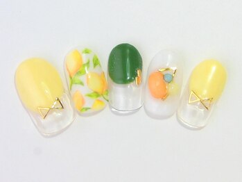 ネイルサロン ドレリッチ 大宮店(drerich)/【6990】レモン柄大人ネイル