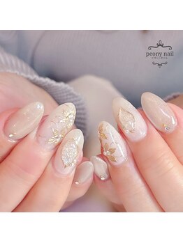ピオニーネイル(peony nail)/エレガントなミラーフラワー