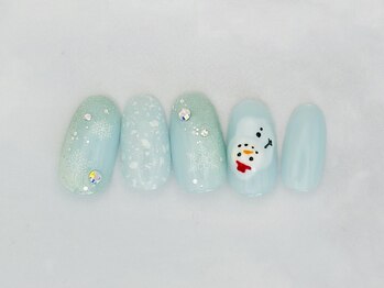 シード(Seed)/雪だるまネイル12000円/冬スノー