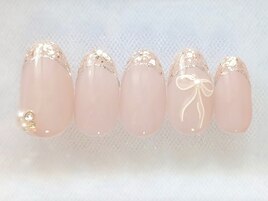 ラメフレンチ×リボン定額6500円