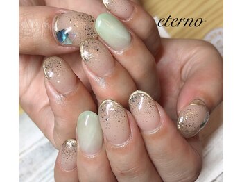 エテル(eterno)/ふわっとストーン柄ネイル