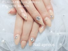 ネイルアプリクス 恵比寿(Nail apricus EBISU)/Vカット◆ビジューネイル ¥10890